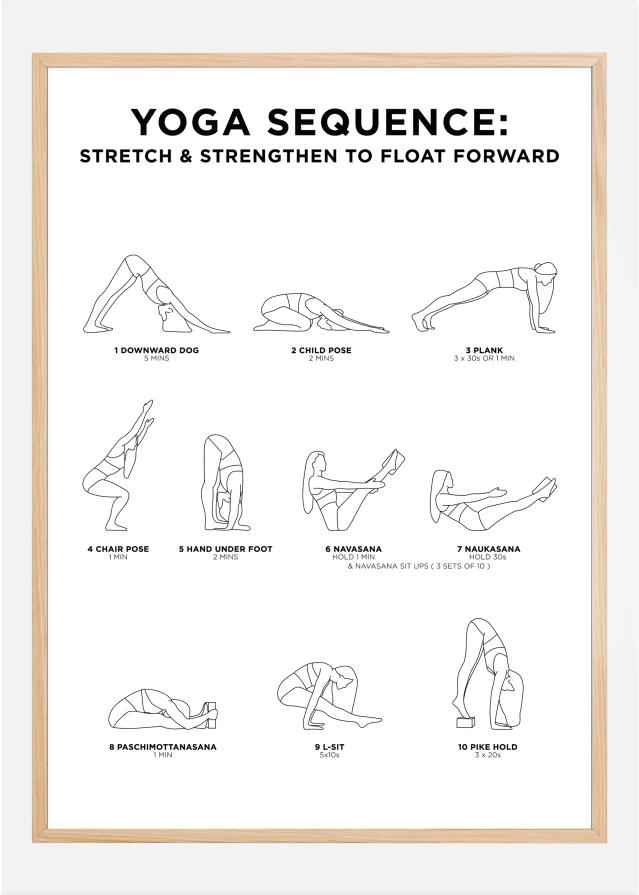 Yoga Sequence - Stretch & Strengthen To Float Forward - White Plagát
