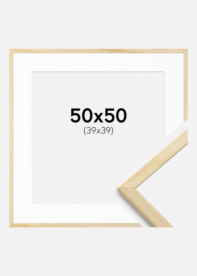 Rám Galant Borovicové drevo 50x50 cm - Pasparta Biela 40x40 cm