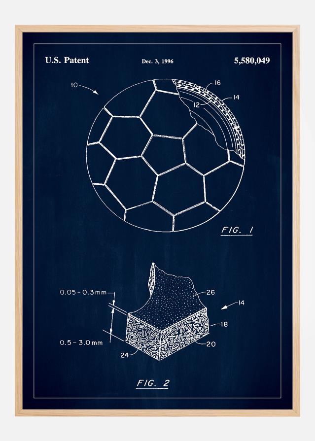 Patent Print - Football - Blue Plagát