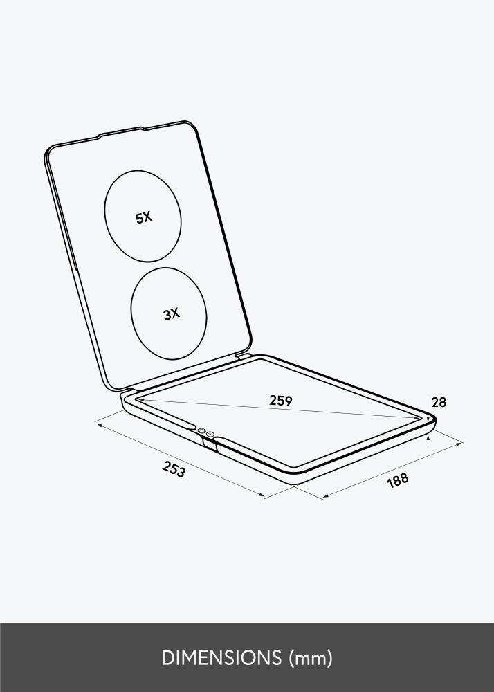 KAILA Kozmetické zrkadlo Travel LED Nabíjatelný Biela 19x25 cm