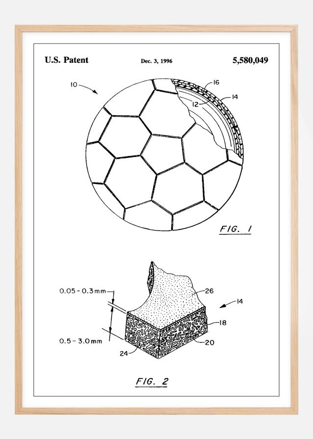 Patent Print - Football - White Plagát