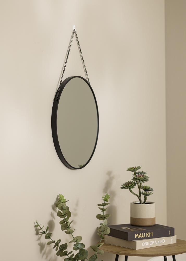 Okrúhly Zrkadlo Modern Deep Cierna 50 cm Ø
