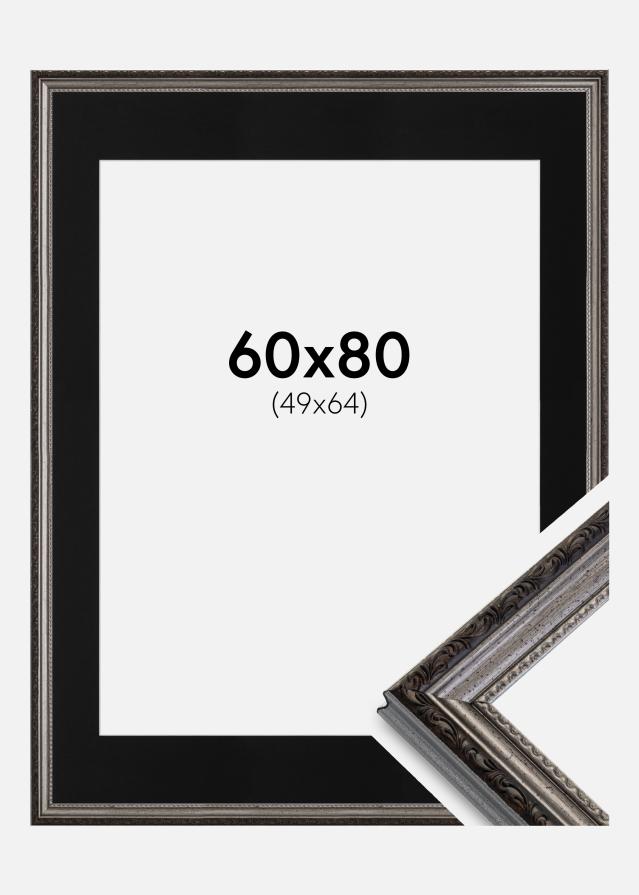 Rám Abisko Strieborná 60x80 cm - Pasparta Cierna 50x65 cm