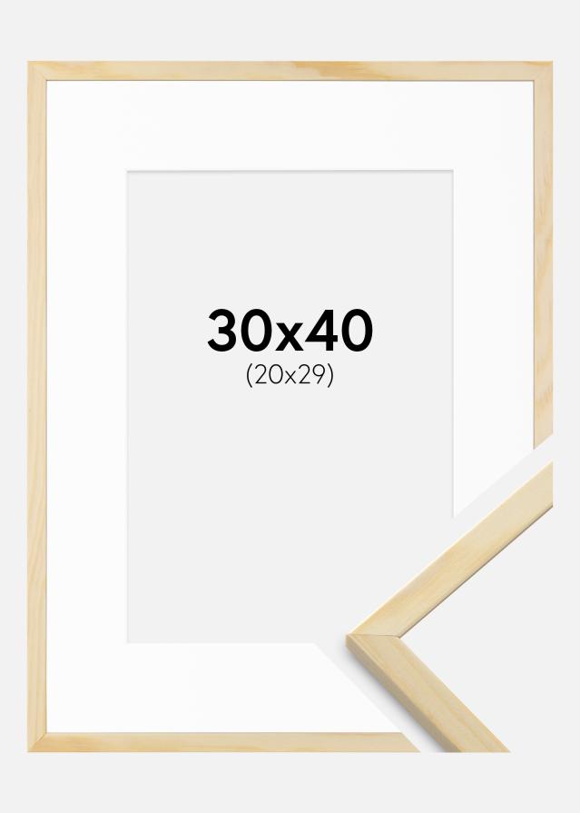 Rám Galant Borovicové drevo 30x40 cm - Pasparta Biela 21x30 cm