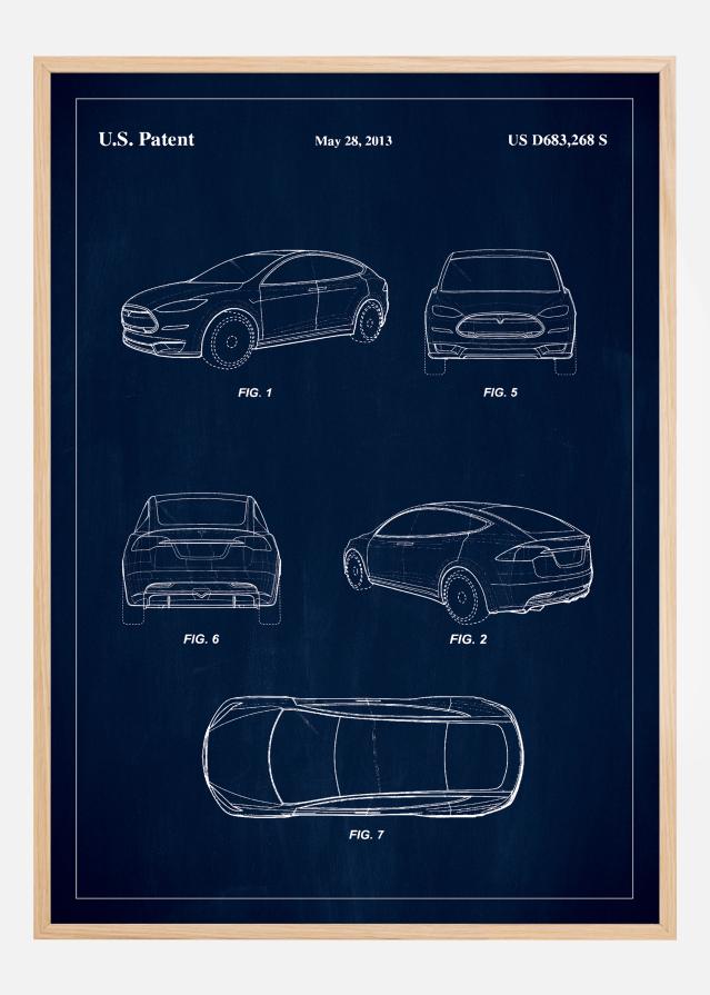 Patent Print - Tesla - Blue Plagát