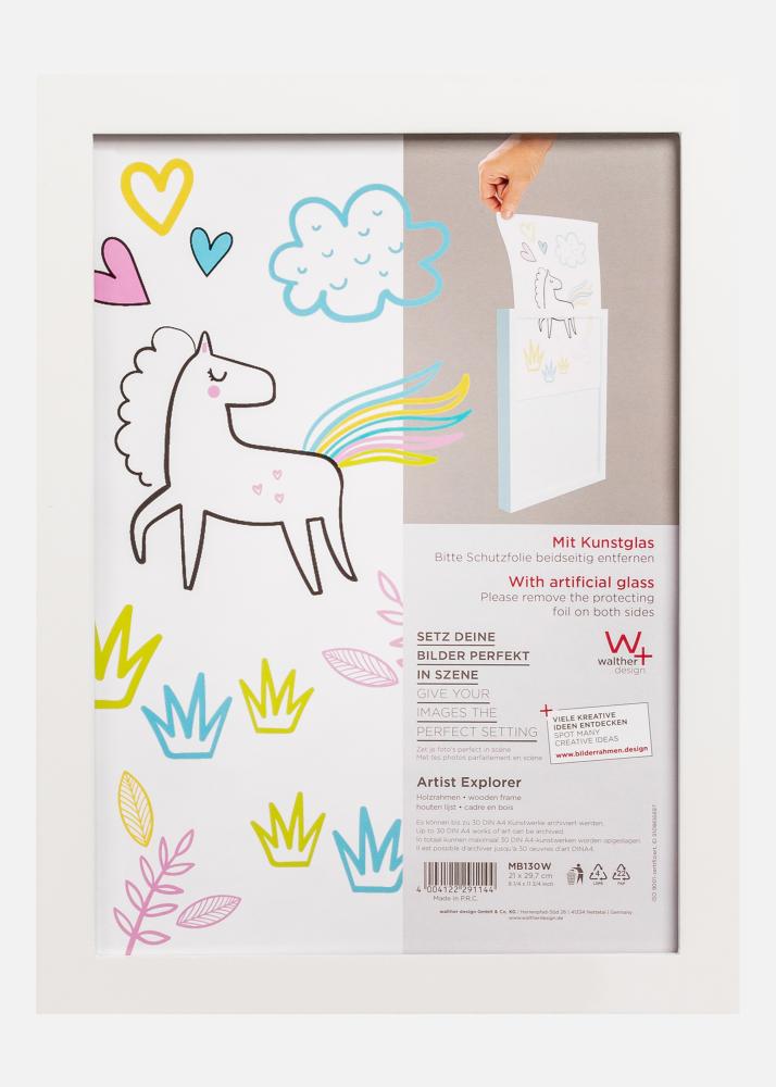 Rám na kresby Explorer Akrylové sklo Biela A4