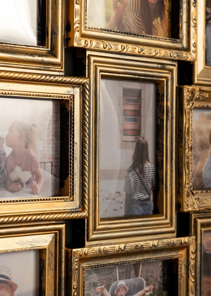 Retro Multirám Zlatý matný - 12 Obrazy