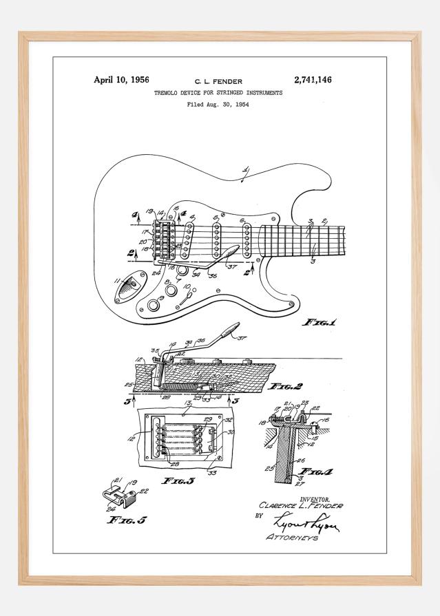 Patent Print - Tremolo Device - White Plagát