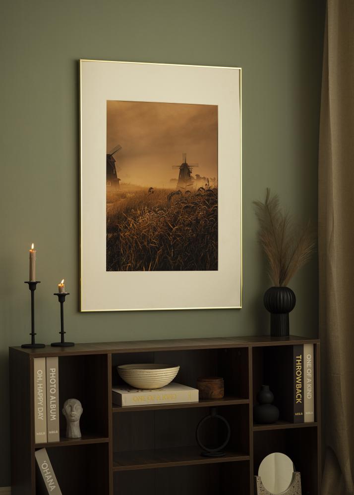 Rám Visby Zlatý lesklý 30x40 cm - Pasparta Biela 20x28 cm