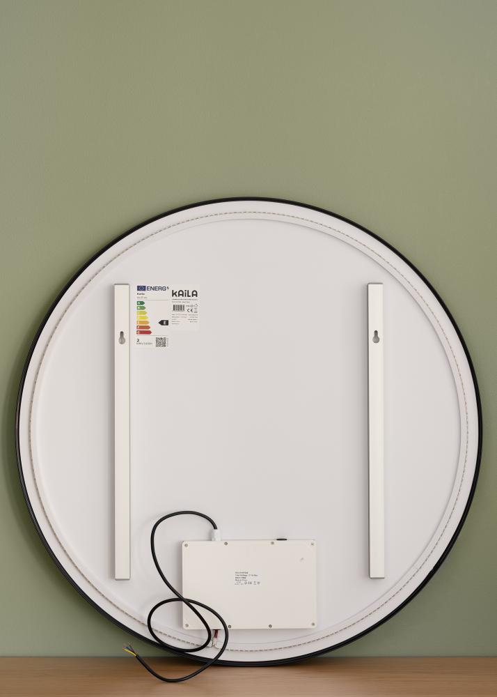 KAILA Zrkadlo Circle LED Cierna 80 cm Ø