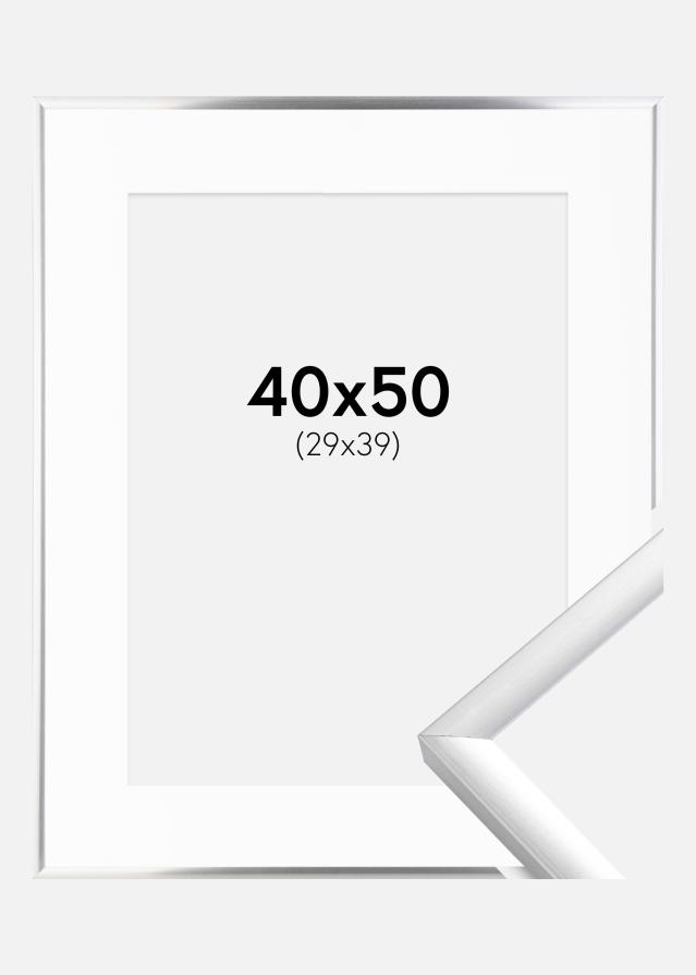 Rám New Lifestyle Strieborná 40x50 cm - Pasparta Biela 30x40 cm