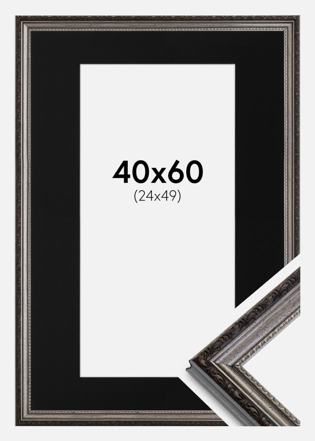 Rám Abisko Strieborná 40x60 cm - Pasparta Cierna 25x50 cm