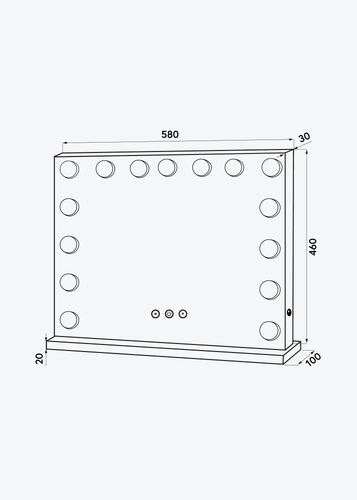 KAILA Kozmetické zrkadlo Hollywood 15 Cierna 58x46 cm