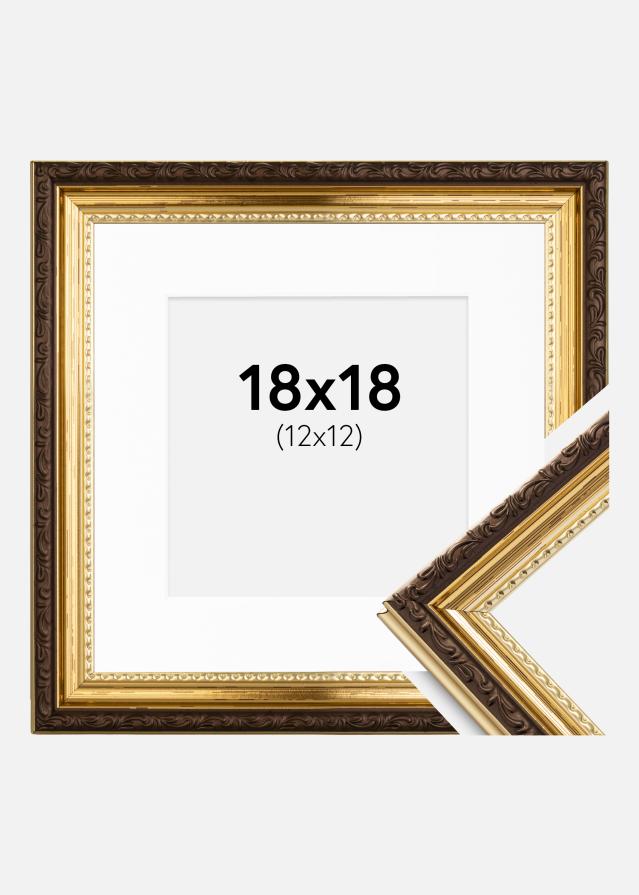 Rám Abisko Zlatá 18x18 cm - Pasparta Biela 13x13 cm