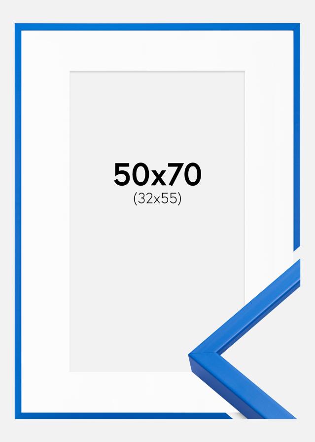 Rám E-Line Modrá farba 50x70 cm - Pasparta Biela 33x56 cm