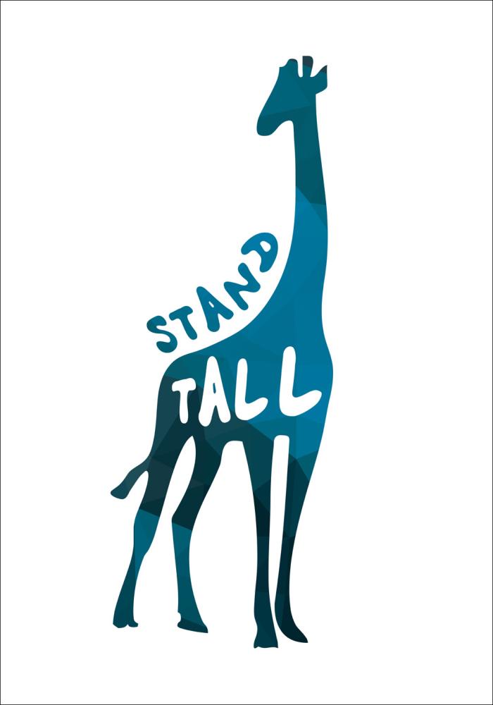 Giraffe stand tall - Modrá farba Plagát