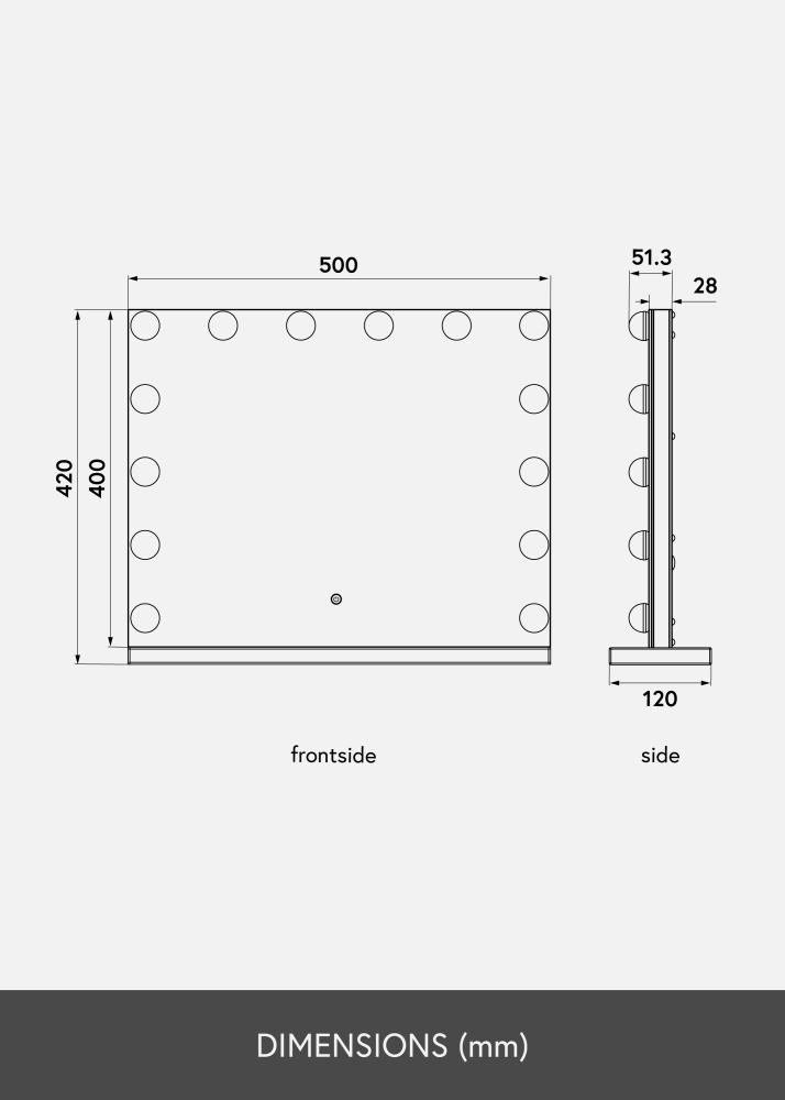 KAILA Kozmetické zrkadlo II Cierna - 50x42 cm