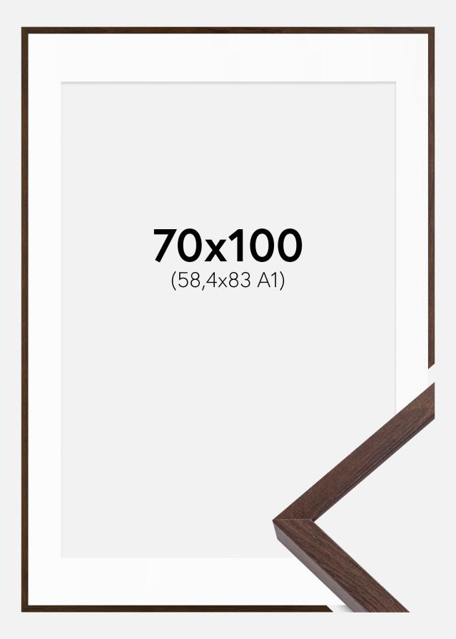 Rám E-Line Orech 70x100 cm - Pasparta Biela 59,4x84 cm (A1)