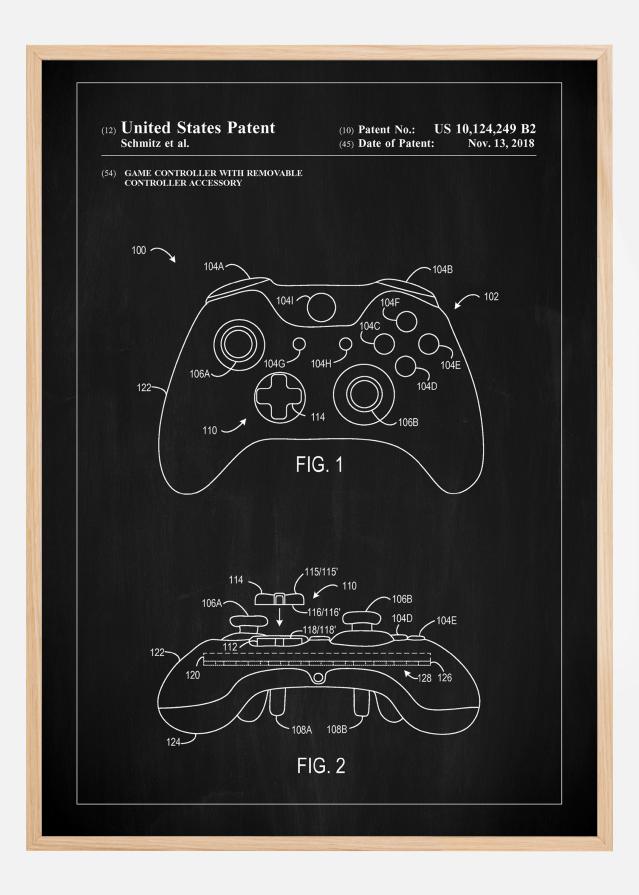 Patent Print - Game Controller III - Black Plagát