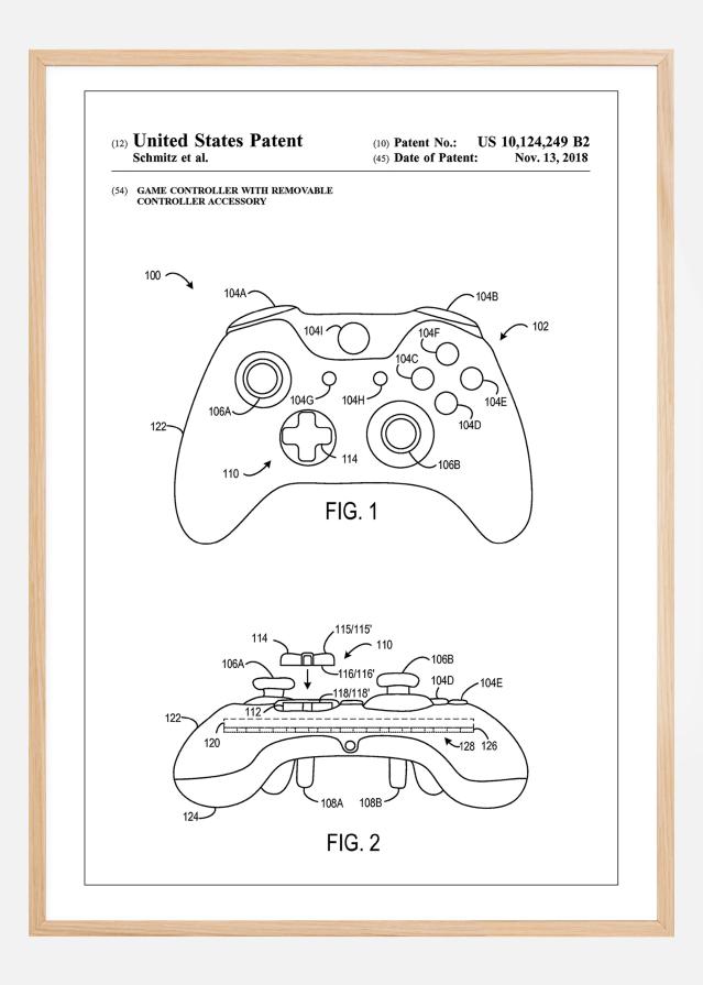 Patent Print - Game Controller III - White Plagát