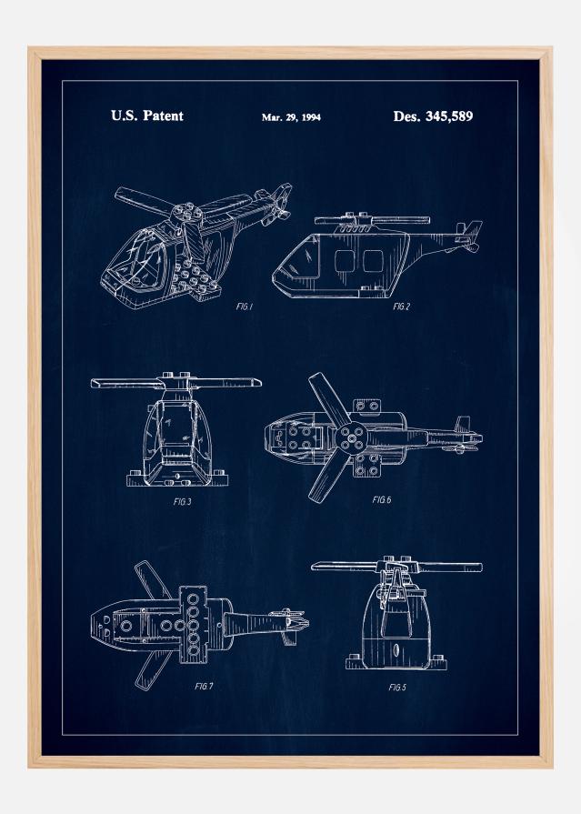 Patent Print - Lego Helicopter - Blue Plagát