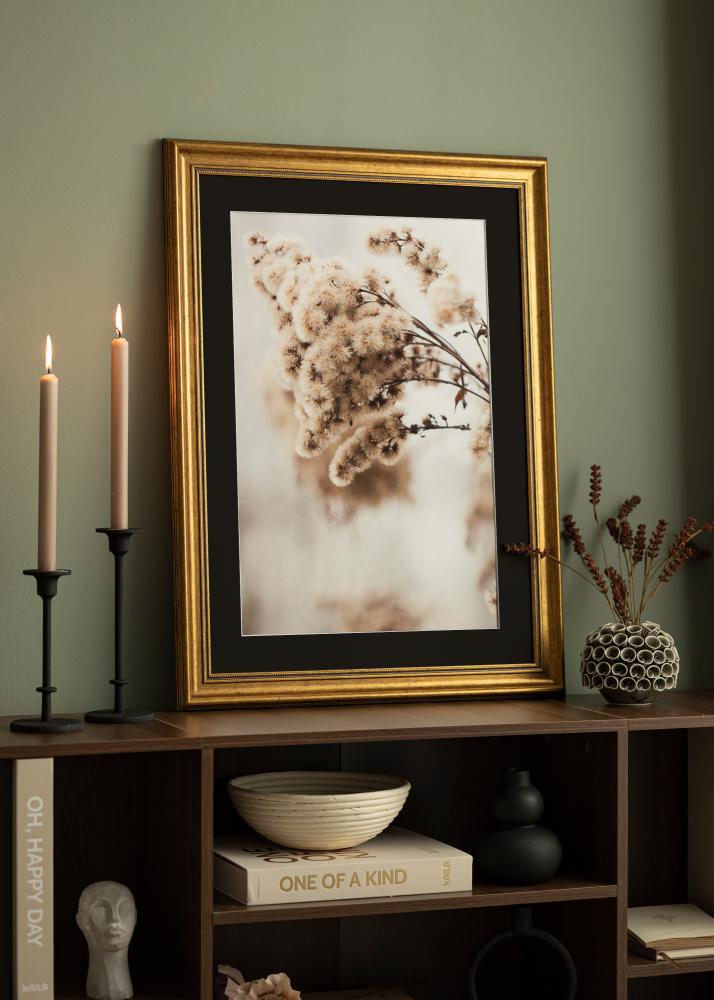 Rám Rokoko Zlatá 30x40 cm - Pasparta Cierna 21x29,7 cm (A4)