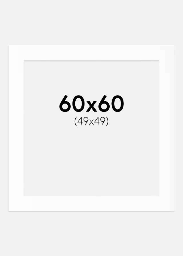 Pasparta Biela Štandardný Biely stred 60x60 cm (49x49)