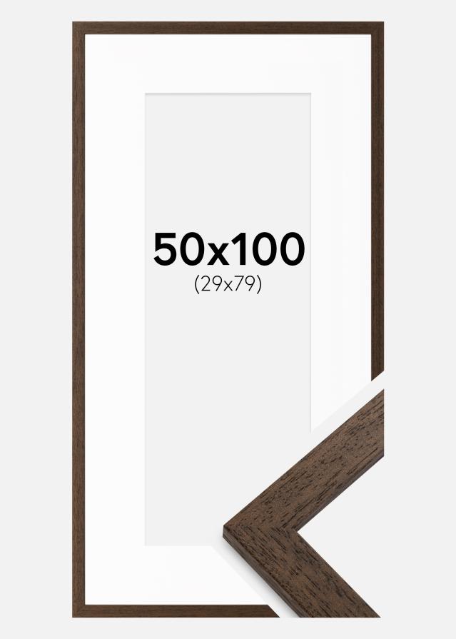 Rám Brown Wood 50x100 cm - Pasparta Biela 30x80 cm