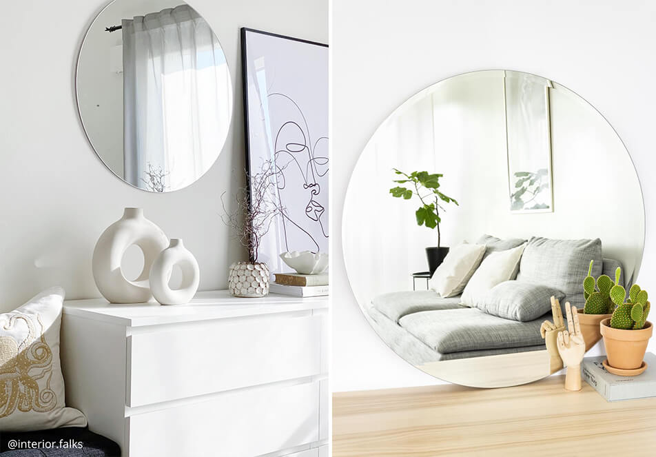 Okrúhle zrkadlá - svetlý interiér